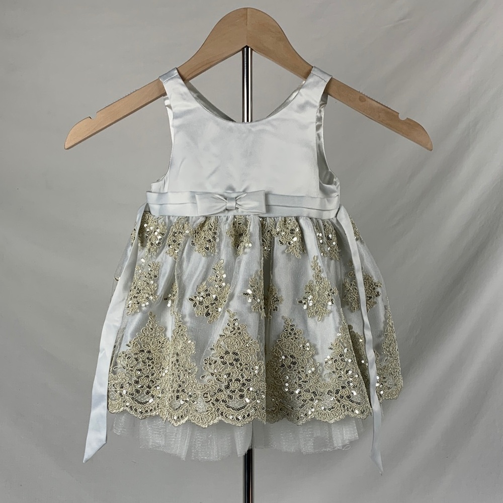 American Princess White and Gold Embellished Formal Dress